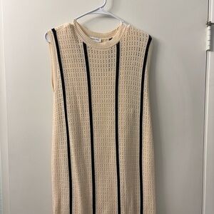 Anine Bing Cream and Black Striped Midi Dress